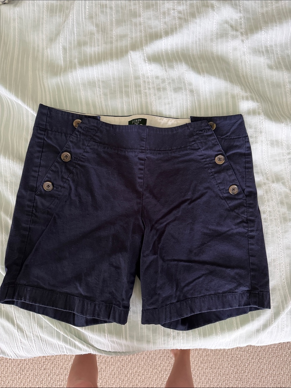 J. Crew Navy Button-Trim Cotton Shorts